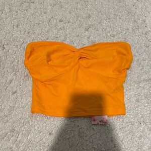 SHEIN Orange Sleeveless Bustier Crop Top